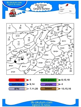 Çocuklar İçin Sayıya Göre Boya Boyama Sayfaları 